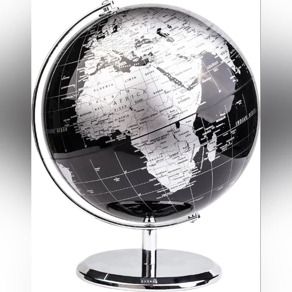 ANNOVA Metallic World Globe Black - 8 inch